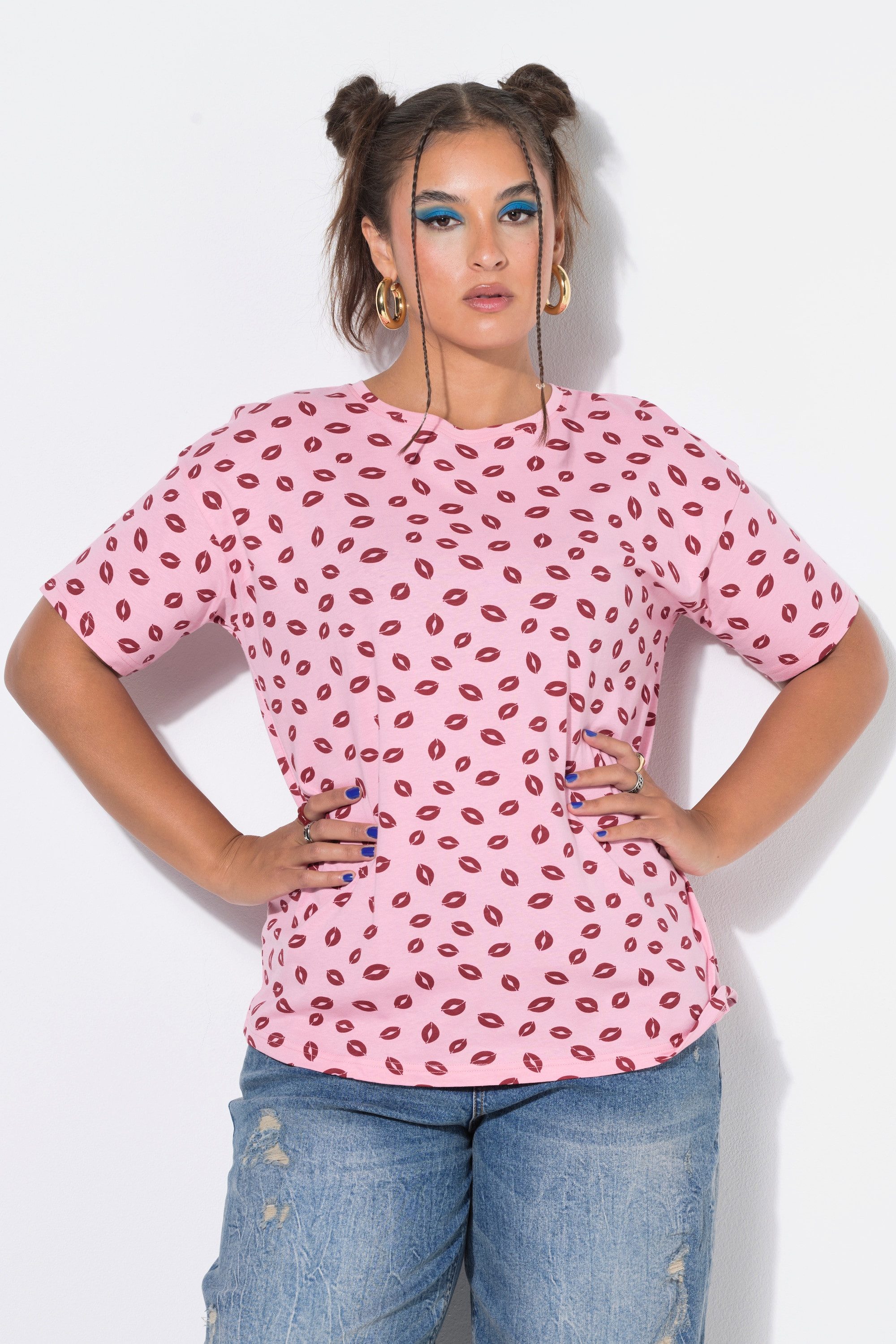 T-Shirt T-Shirt Oversize Shape Kiss-Muster