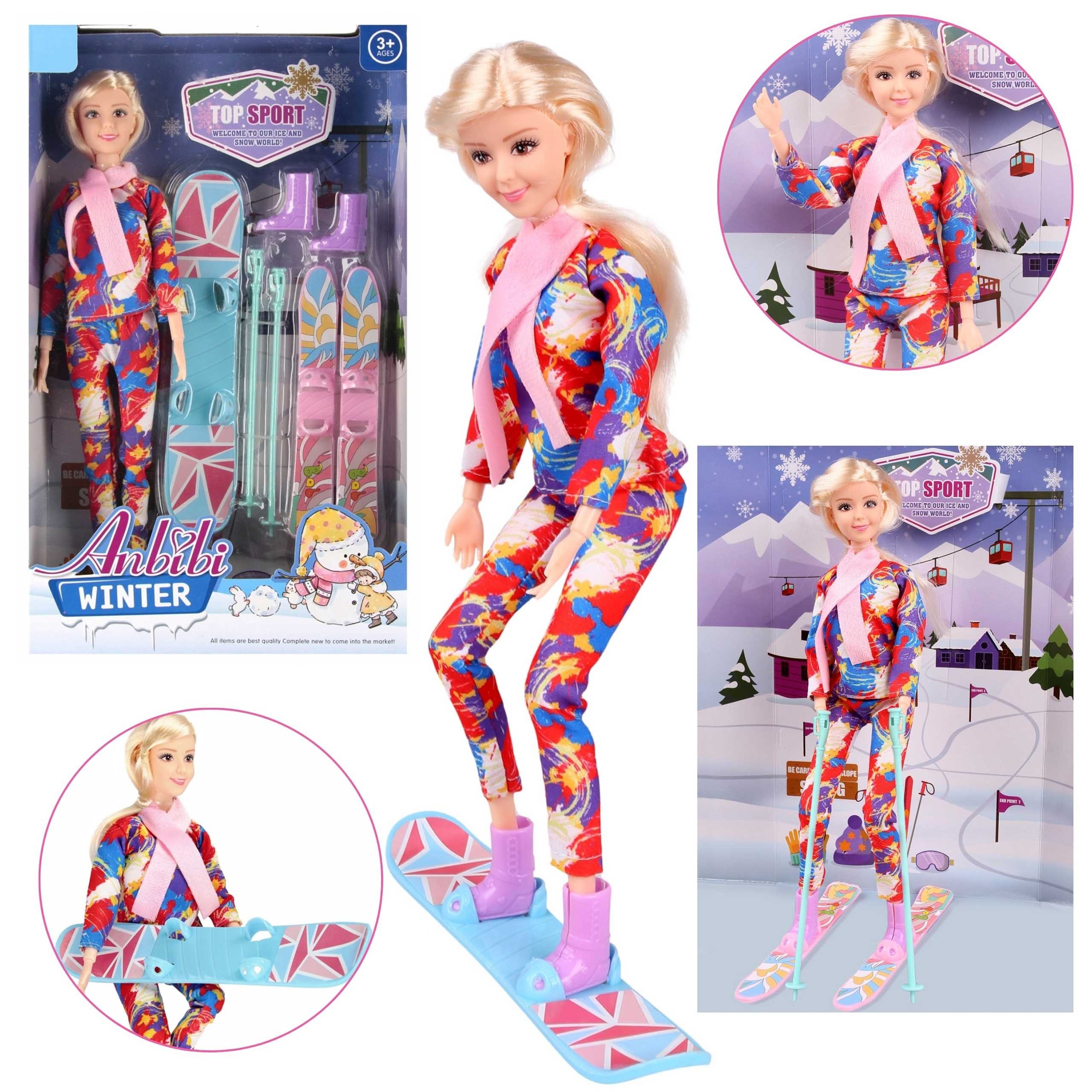 Sarcia.eu Anziehpuppe Puppe mit Winterzubehör, Skier 29 cm 3+ MEGA CREATIVE