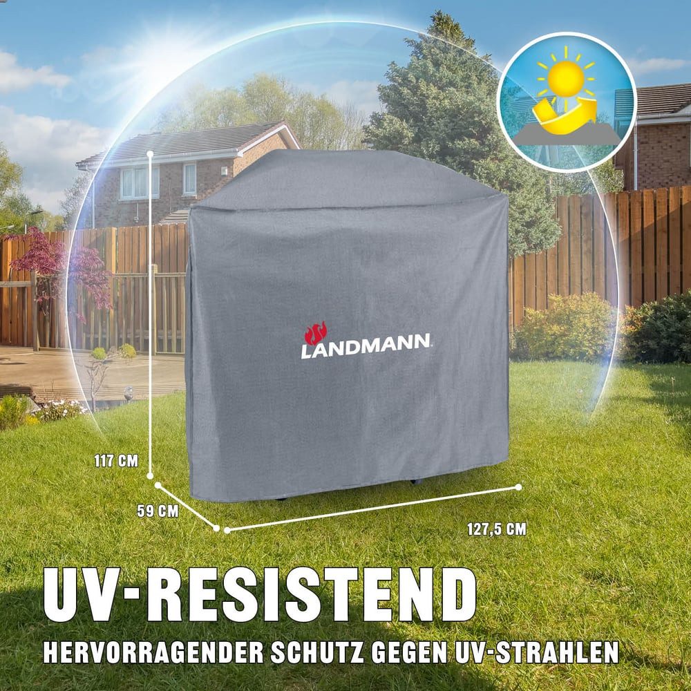 LANDMANN Grillabdeckhaube Wetterschutzhülle 59x127x117cm, wasserdicht UV-beständig, atmungsaktiv & kältebeständig