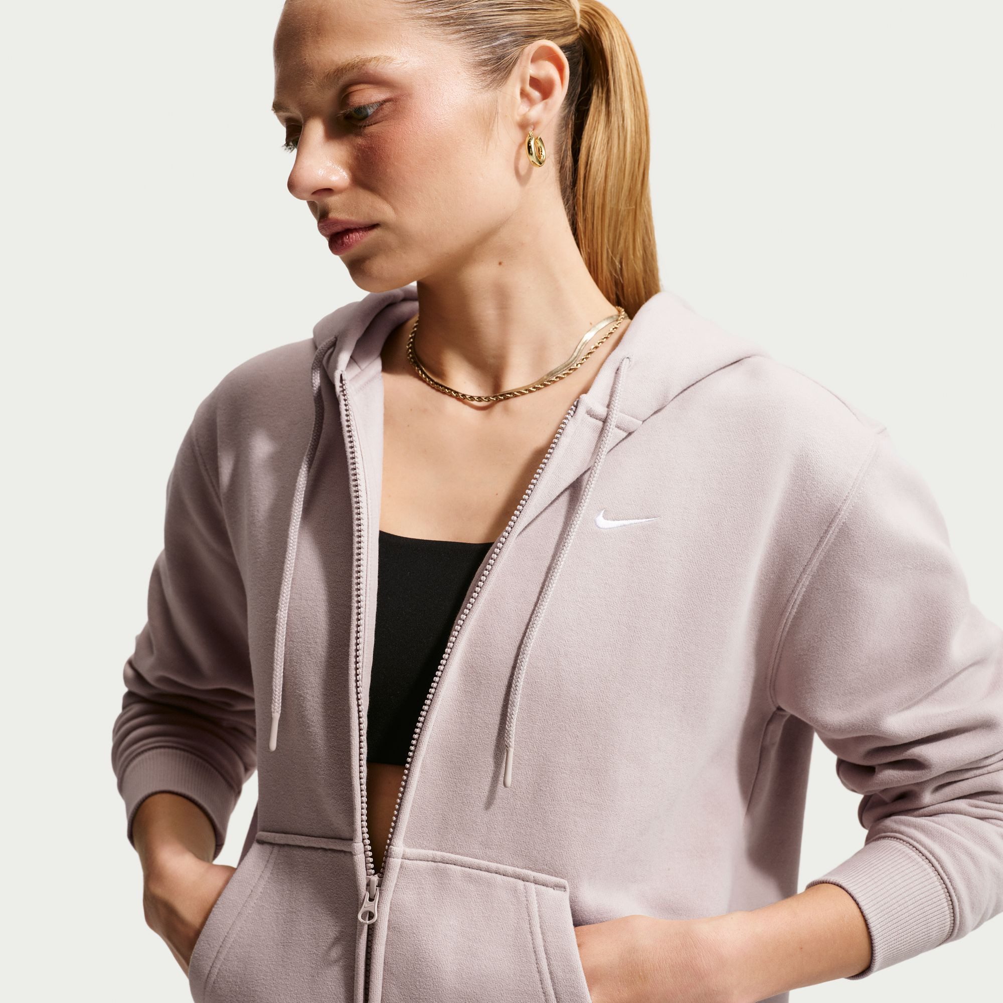 Nike Sportswear Kapuzensweatjacke W NK STDO FLC MW STD FZ HDY mit Kapuze, Langarm, aus angerauter Sweatware