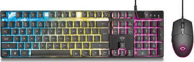 Trust GXT838 AZOR COMBO DE Tastatur- und Maus-Set, 3 kombinierte LED-Farbmodi, 800-3000 DPI
