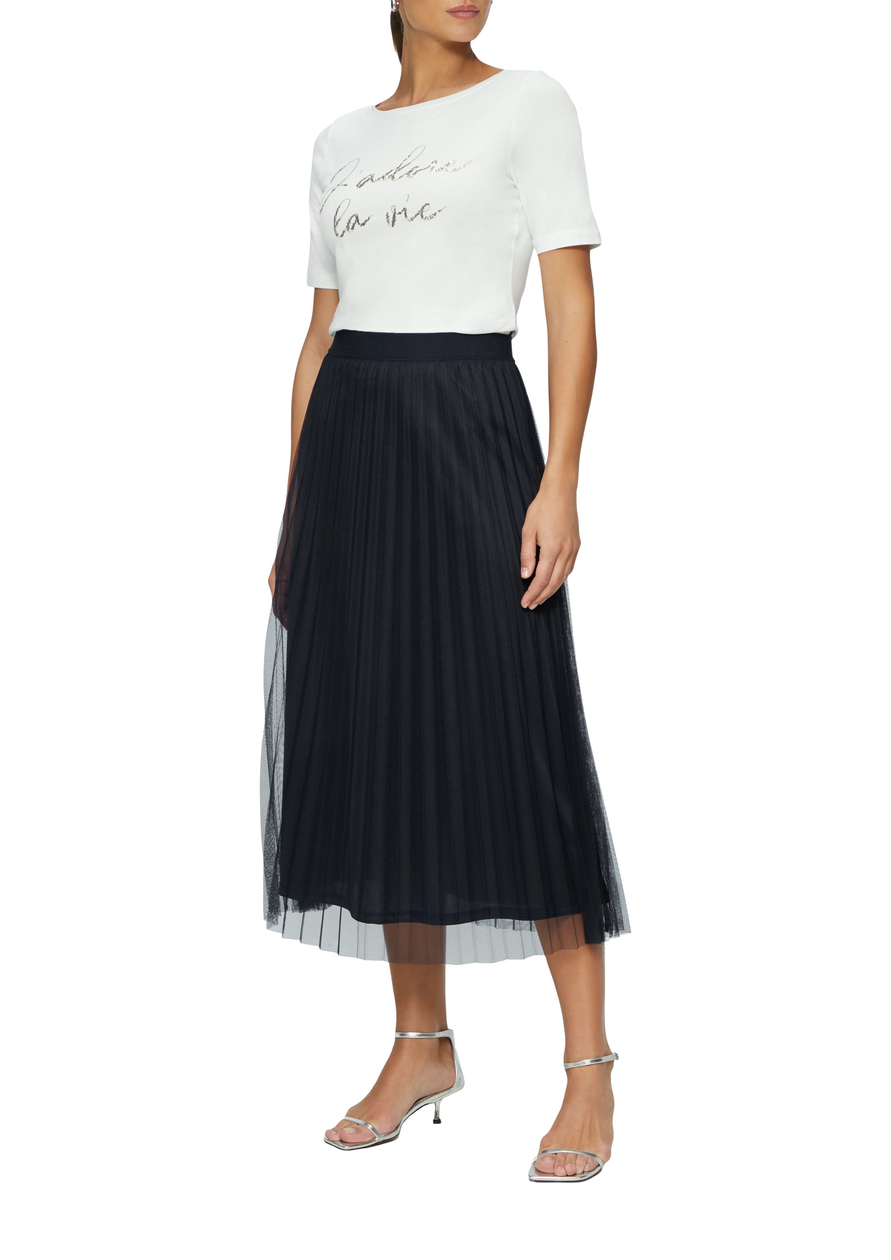 s.Oliver BLACK LABEL Midirock aus plissiertem günstig online kaufen