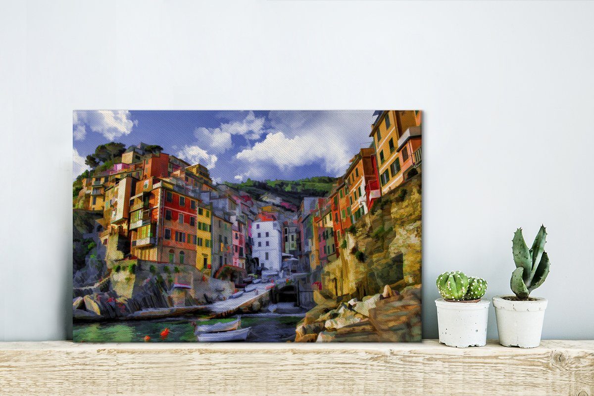 OneMillionCanvasses® Leinwandbild Riomaggiore, Leinwandbilder, 30x20 cm (1 Wanddeko, Italien, Wandbild Aufhängefertig, St)