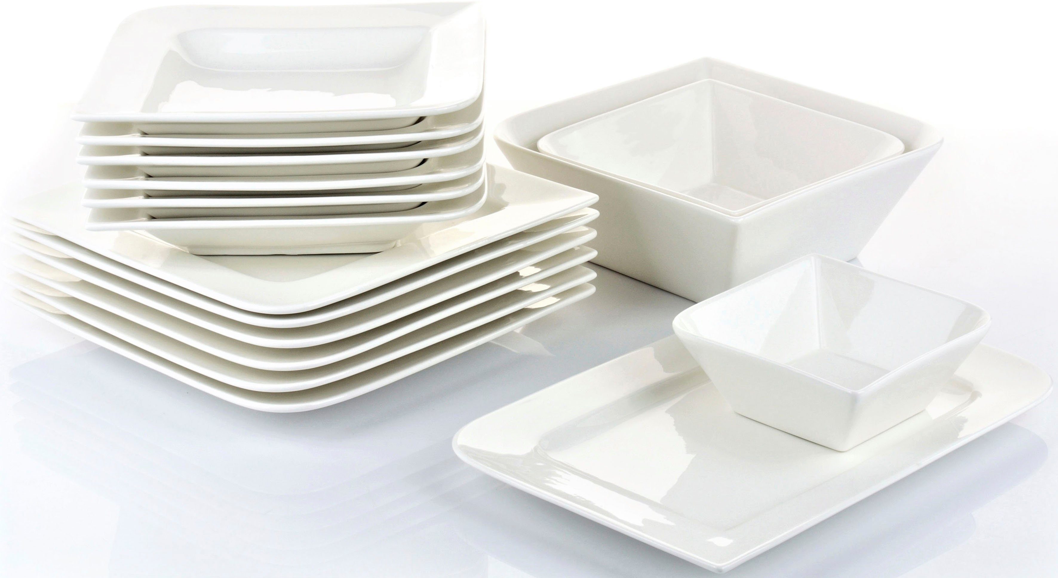 Retsch Arzberg Tafelservice Geschirr-Set, Service Fantastic (16-tlg), 6 Personen, Fine China-Porzellan, Teller Set, 16 Teile, für 6 Personen