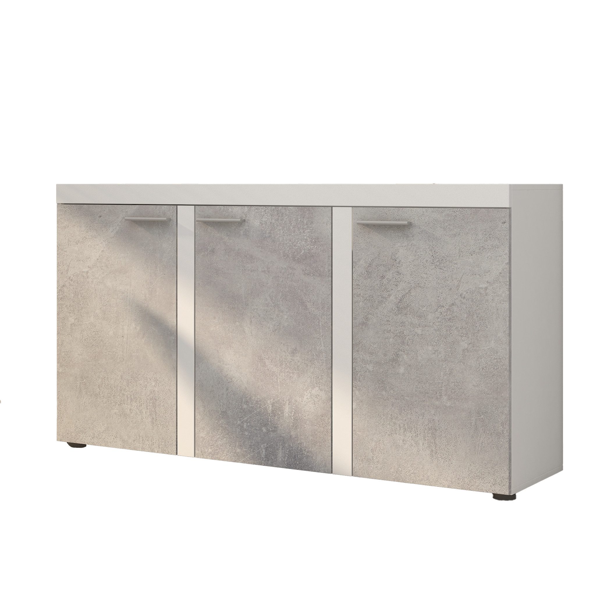 Masseno Kommode RITMO 149 cm Sideboard mit 3 Türen Weiß