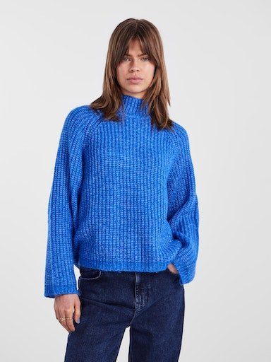 pieces Strickpullover PCNELL LS HIGH NECK KNIT NOOS French Blue