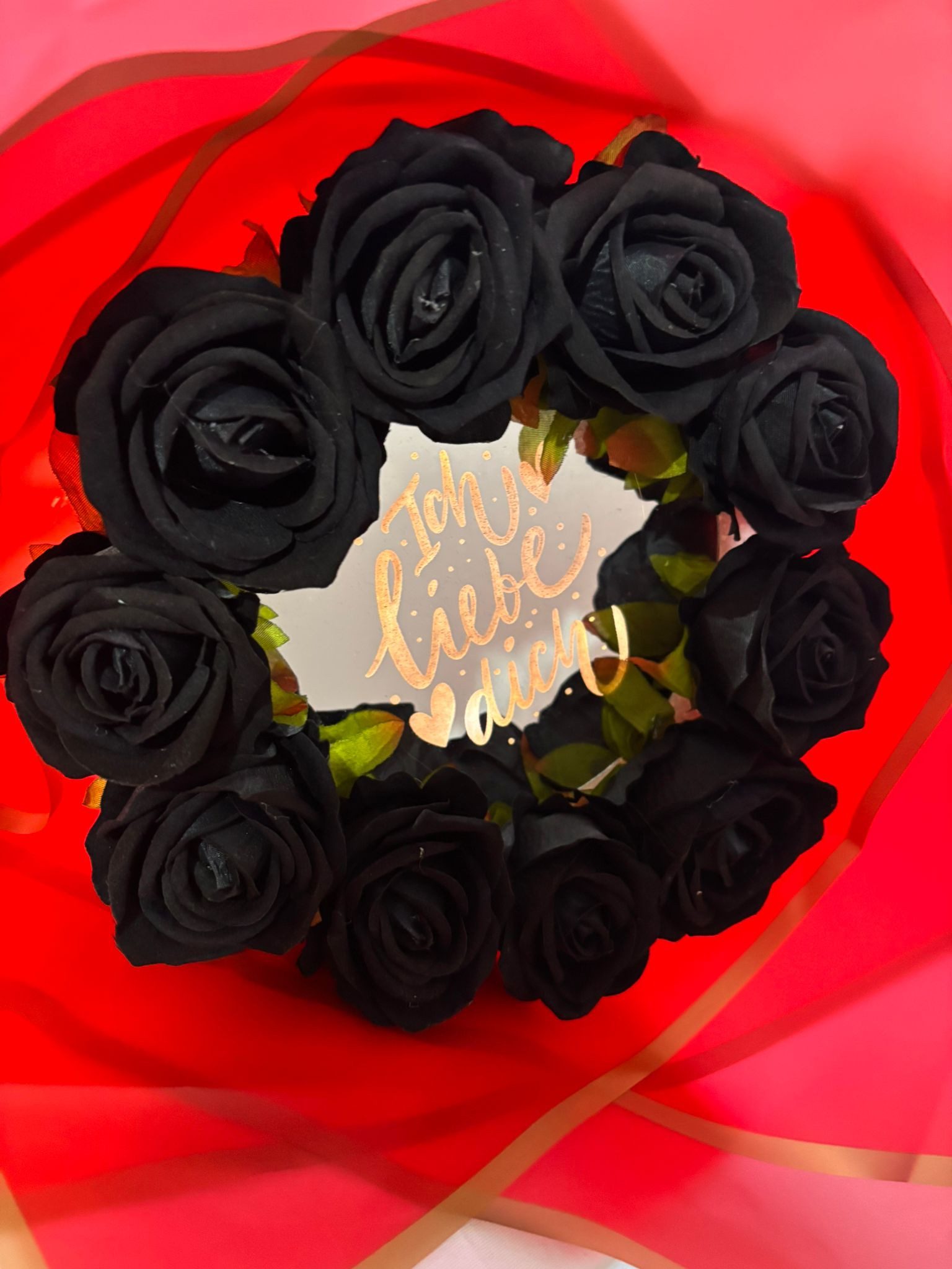 Kunstblumenstrauß Blumenstrauß / Rosen / Bouquets / Blumen / Künstliche Blume LED, M-Diamant, LED-Beleuchtung, Acrylspiegel mit Gravur, Geschenkverpackung