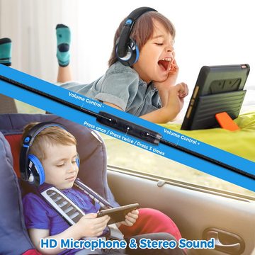 RockPapa Beeindruckender Klang Kinder-Kopfhörer (Integriertes HD-Mikrofon, verstellbares Band und universelle 3,5-mm-Kompatibilität, Dual Sound Stage Treibern,extraweichen Ohrpolstern & faltbarem Design)