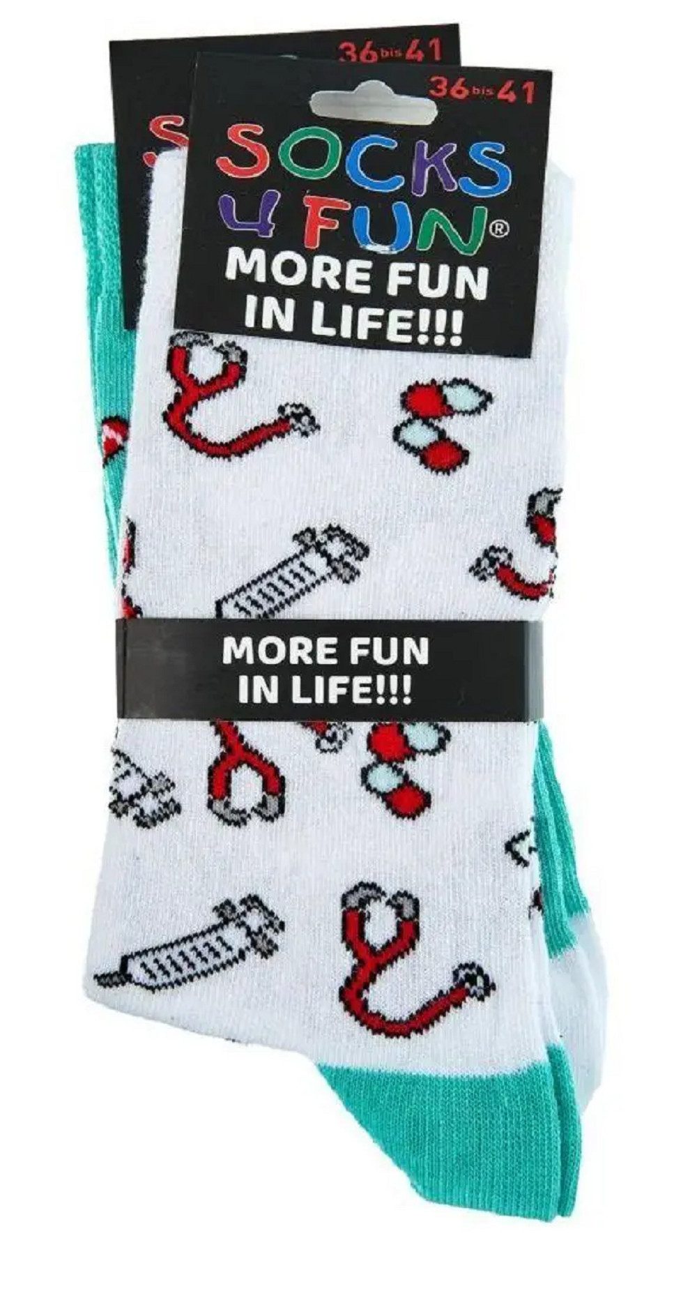 Socks 4 Fun Freizeitsocken Socks 4 Fun Medizin Ärzte (2-er Bündel, 2-Paar, 2 Paar) lustiges Design