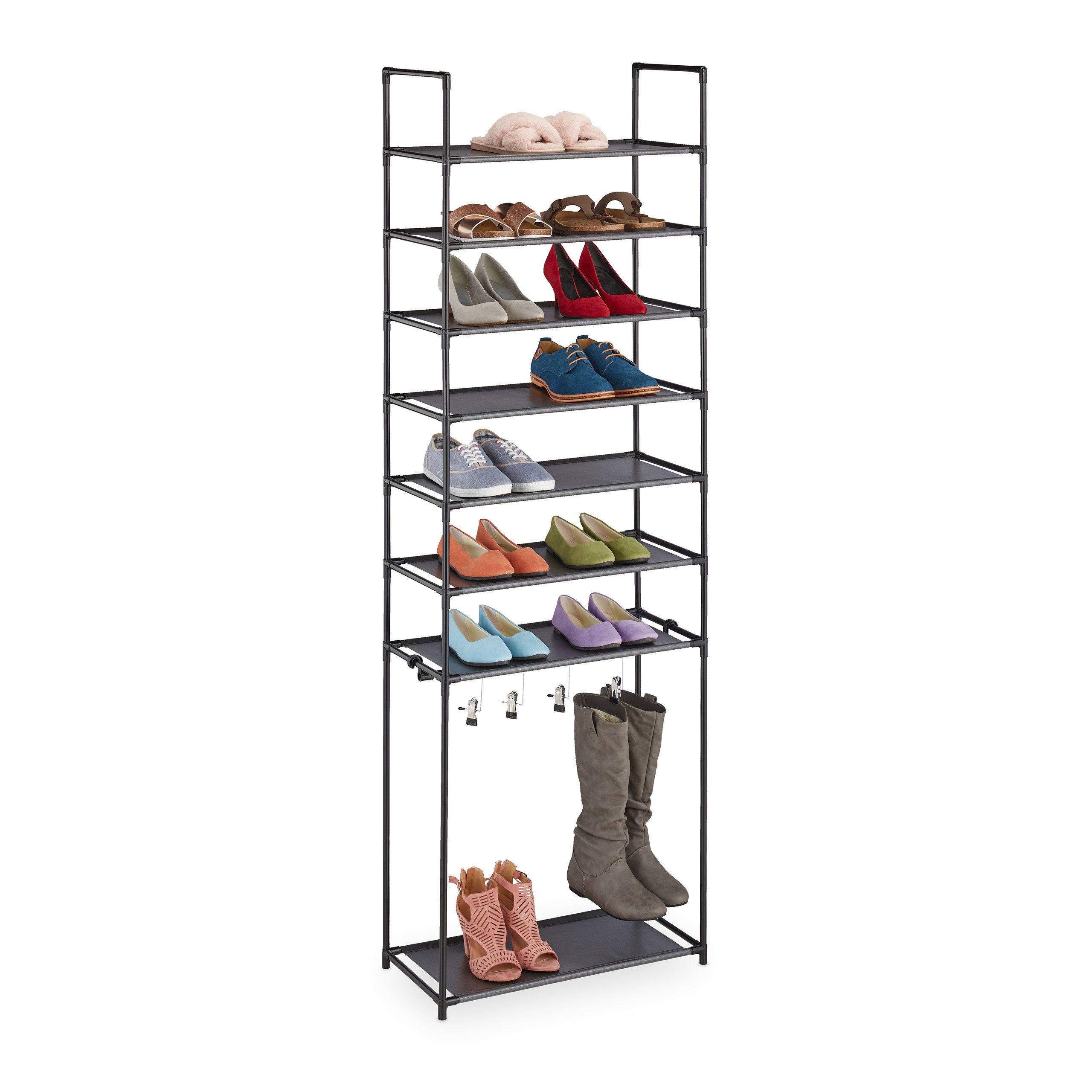 relaxdays Schuhregal mit 8 Ebene, Schwarz günstig online kaufen