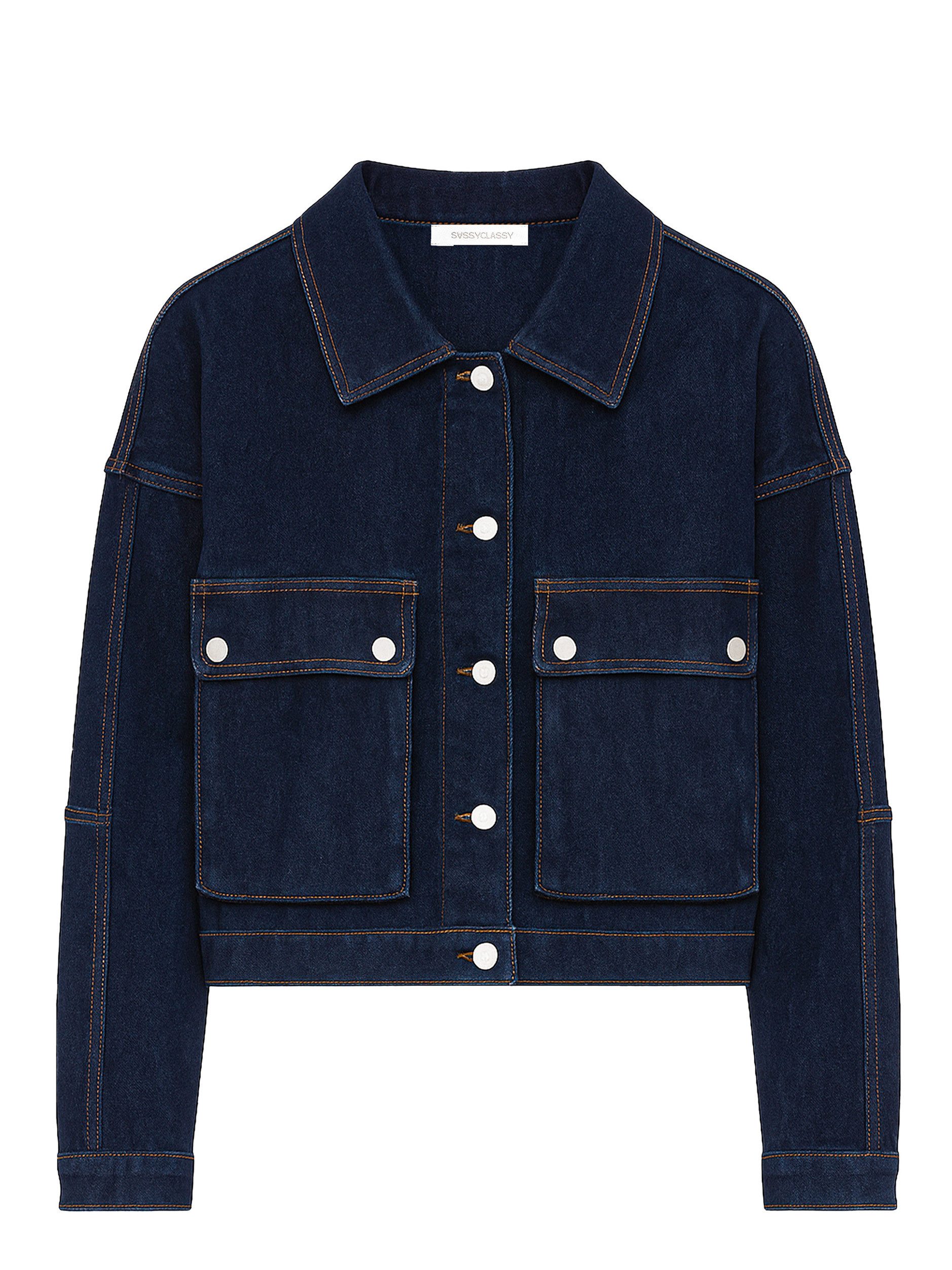 SASSYCLASSY Blusenjacke Oversize Jeans Jacke mit Taschen für Damen Jeans Ja günstig online kaufen