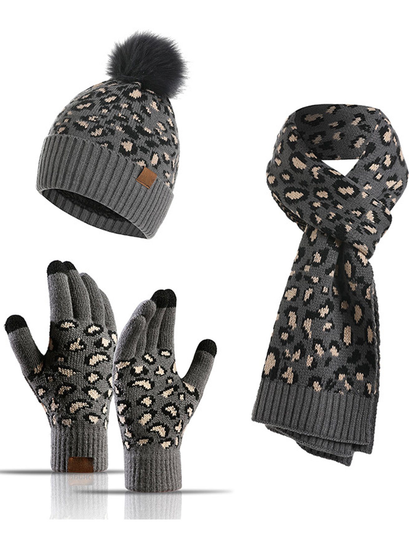 HOHEA H Mütze & Schal Set aus warmen Wintermützen, Schals und Handschuhen für Damen (1-tlg) Kälte- und winddichter Outdoor-Anzug aus Jacquard