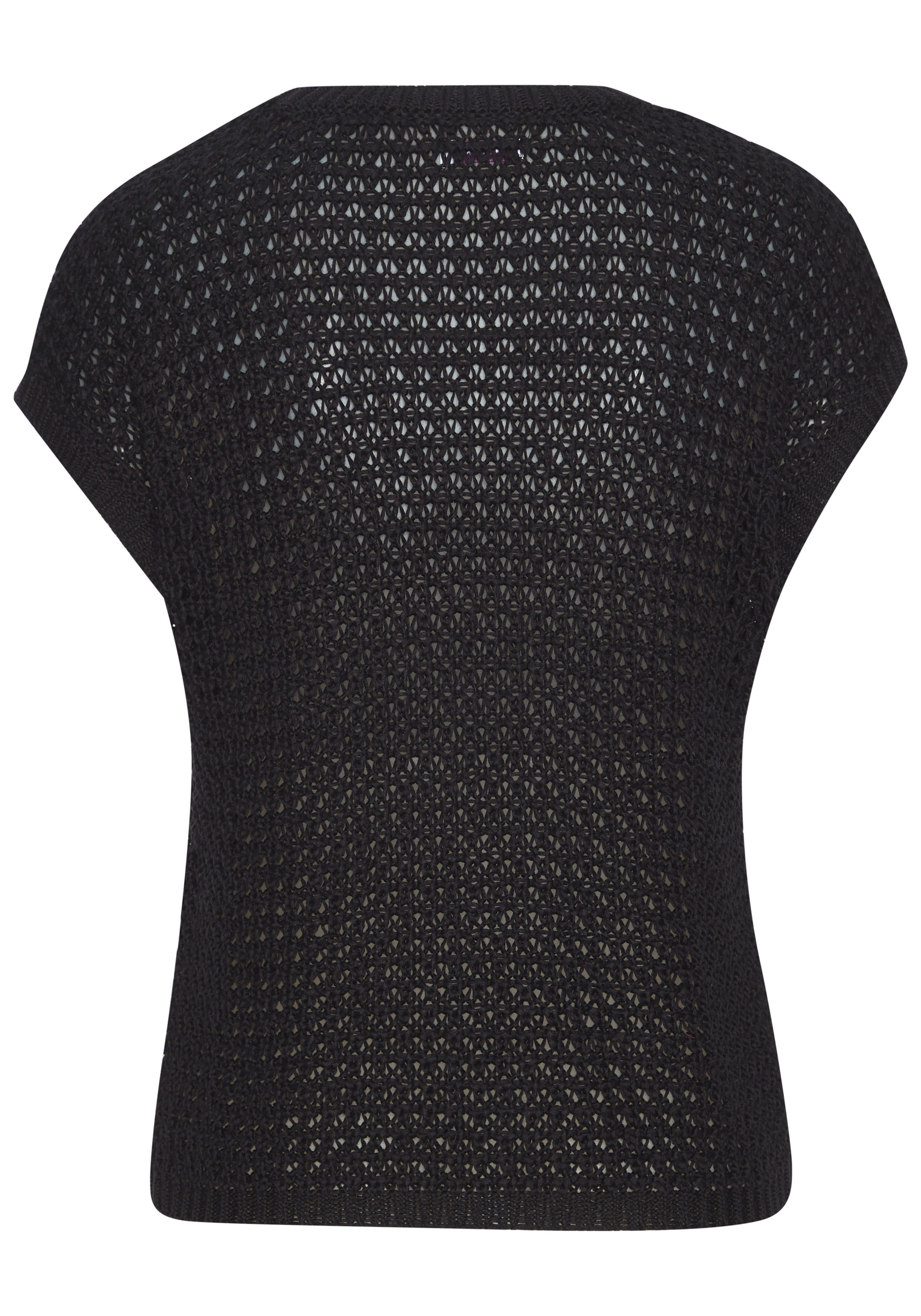 s.Oliver Kurzarmpullover mit weitem Rundhalsausschnitt und sommerlich, elegantem Strick