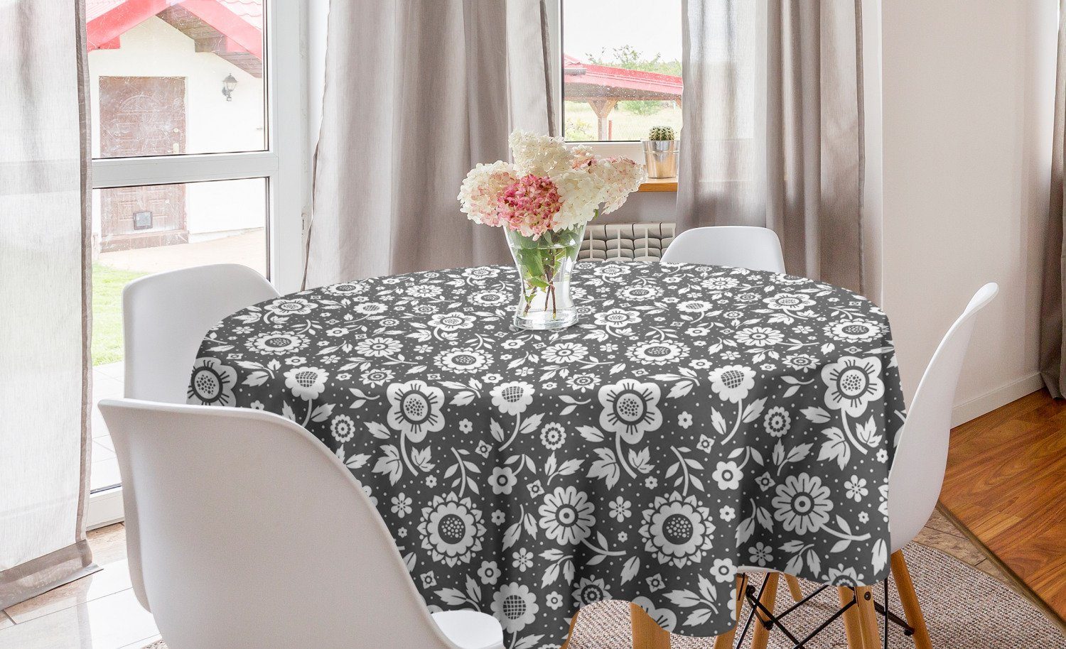 Tischdecke Abdeckung Abakuhaus Blumen für Kreis Blumen Esszimmer Tischdecke Küche Dekoration, Reisig Zusammensetzung