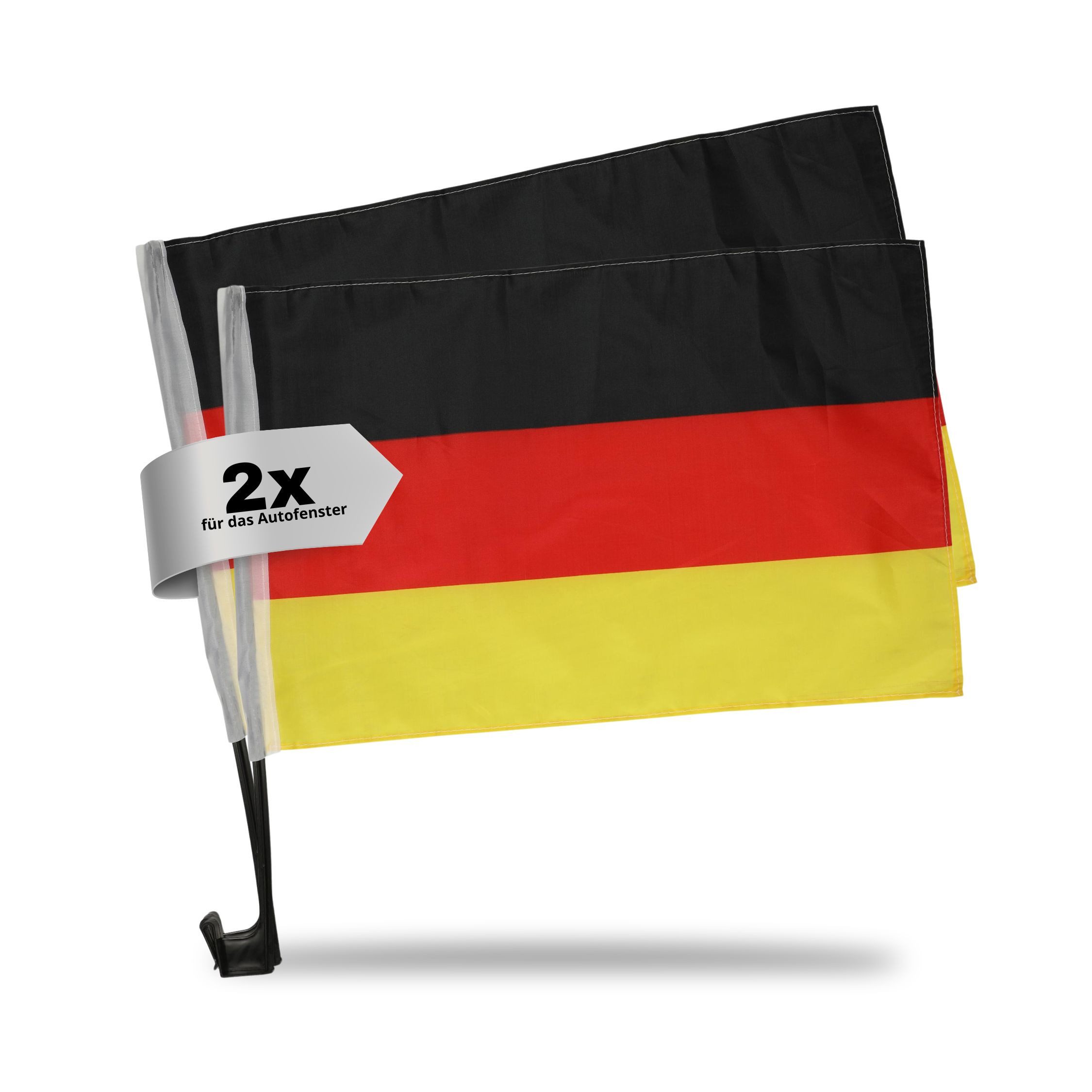 elasto Flagge 2er Set Autofahne Deutschland Fanartikel - Deutschland Fahne für WM, 4er Set, Deutschland Fanartikel, Weltmeisterschaft, WM Fanartikel