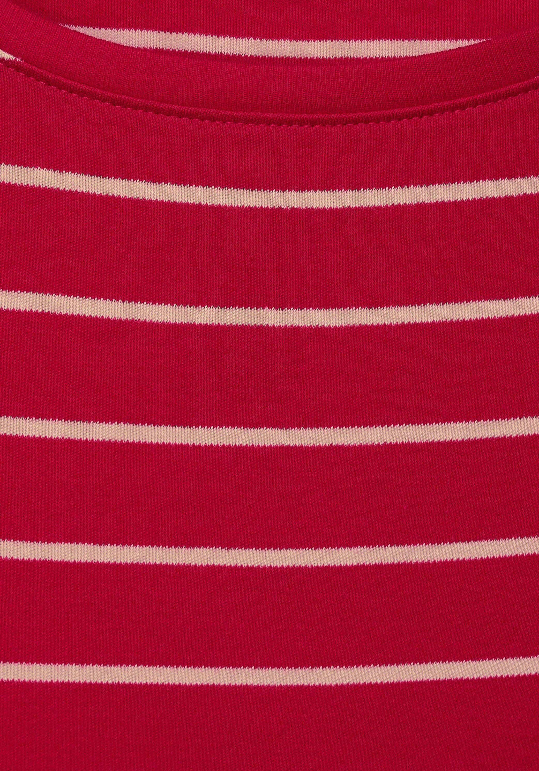 red Ärmeln 3/4-Arm-Shirt mit 3/4-langen casual Cecil Streifenshirt Basic