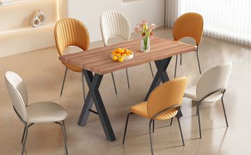 IDEASY Esstisch Konferenztisch, Küchentisch, 120 x 70 x 76 cm, (Arbeitsplatte 4 cm, einfach zu montieren, matte Oberfläche), Design mit gebogenen Kanten, moderne Beine in X-A-Form