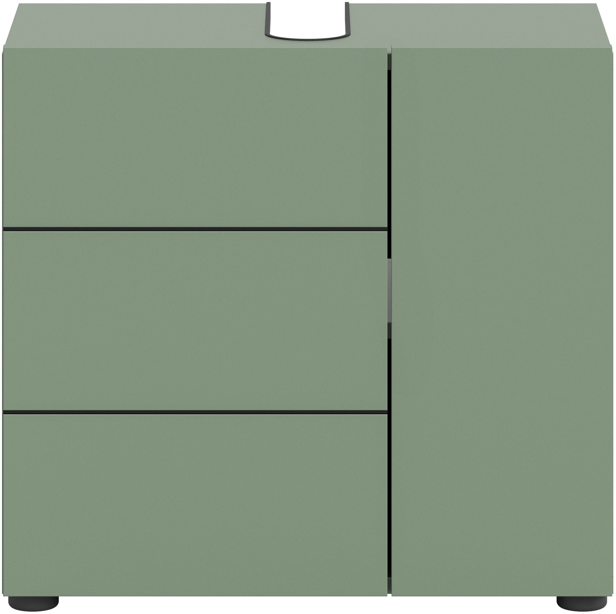 welltime Waschbeckenunterschrank BIEL, Breite: 60 cm, 2 Türen, 2 Fächer, Siphonausschnitt (1-St) Waschbeckenunterschrank, Unterschrank, WBU, Badezimmer, Bad