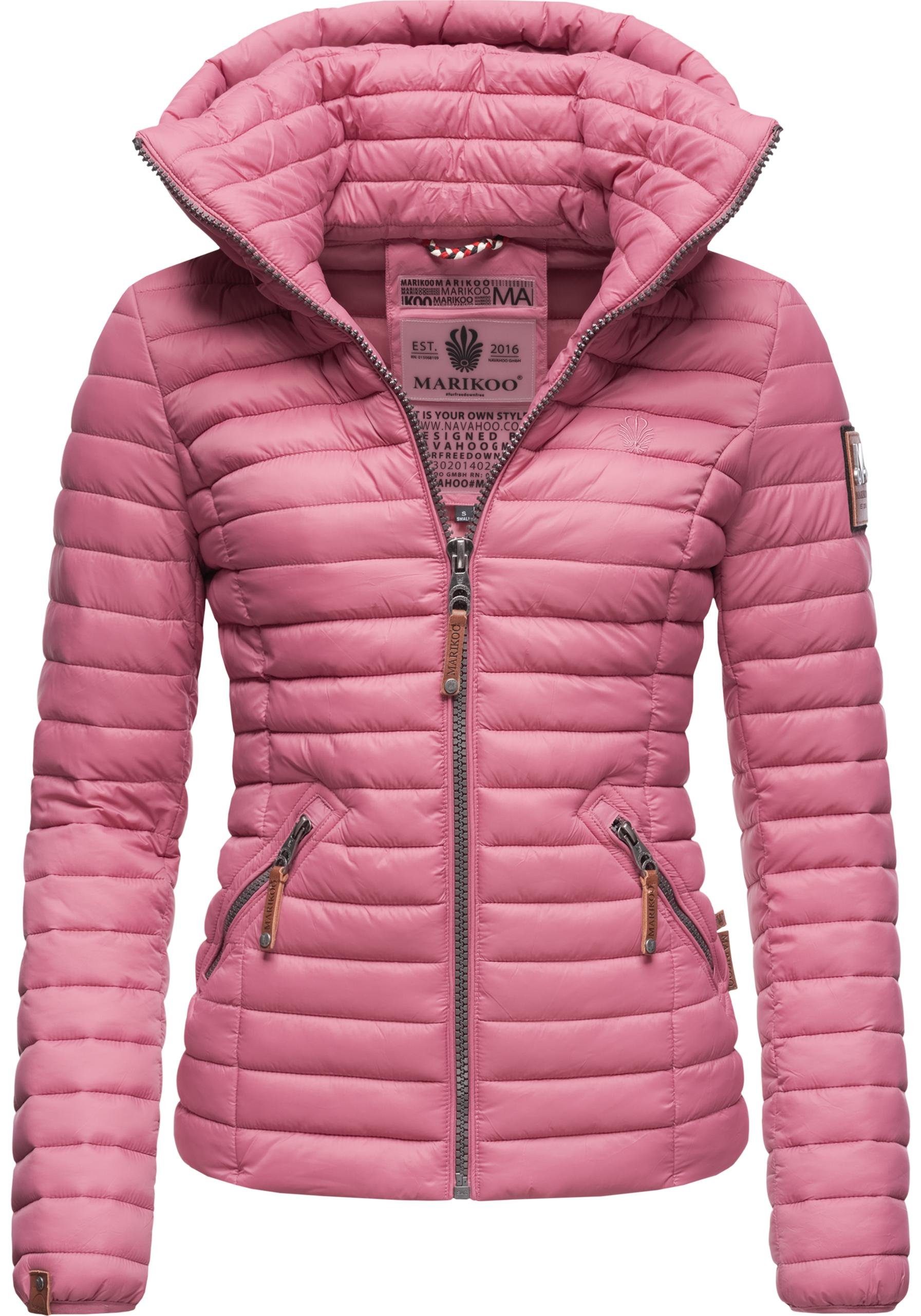 Marikoo Steppjacke stylische mit Kapuze Löwenbaby himbeere Übergangsjacke abnehmbarer