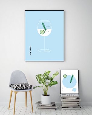 MOTIVISSO Poster Cocktail Gin Tonic Gurke/Rosmarin - Rund