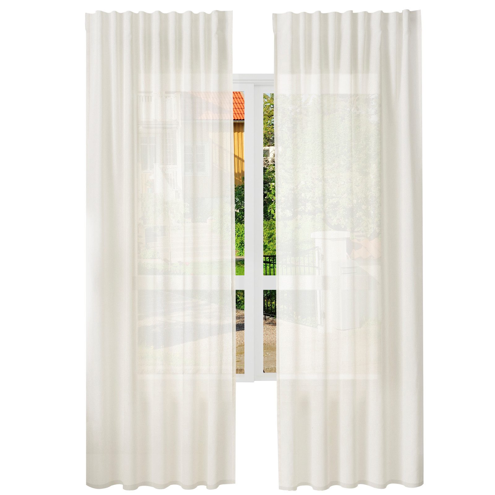 Woltu Gardine, Kräuselband (2 St), halbtransparent, günstig online kaufen