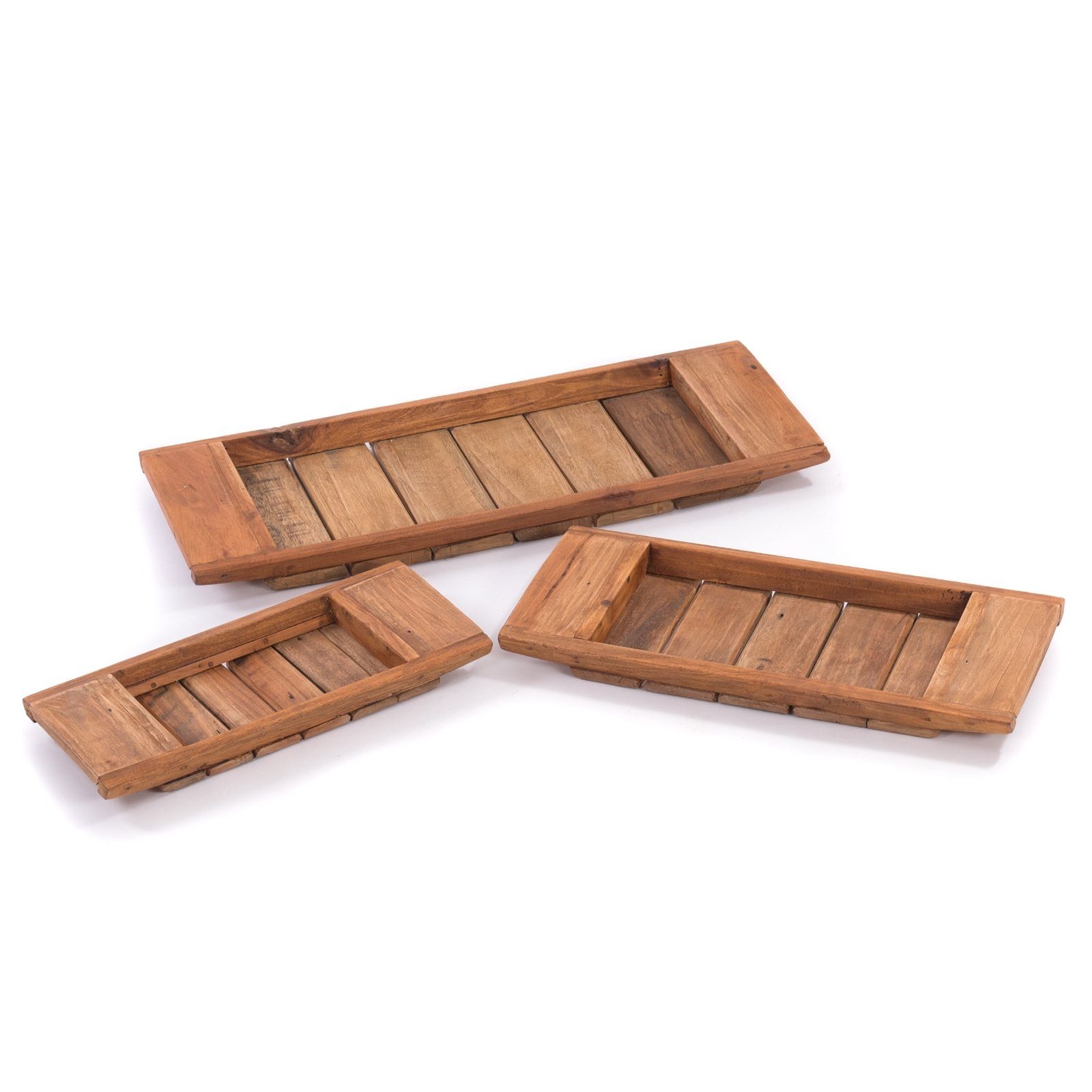 DESIGN DELIGHTS Tablett TABLETT SET "MEDINA", Altholz massiv, 3 teilig, Holztablett Set, Holz