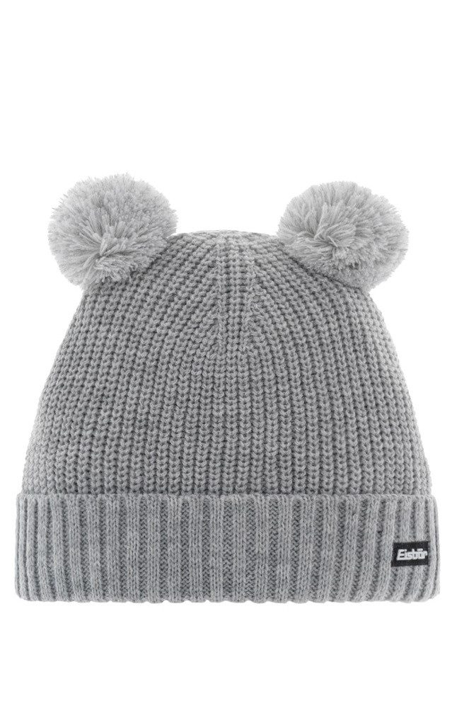 Bommelmütze Wintermütze (Pompon) Ponti - mit Wollpompon als Ohren - hellgrau