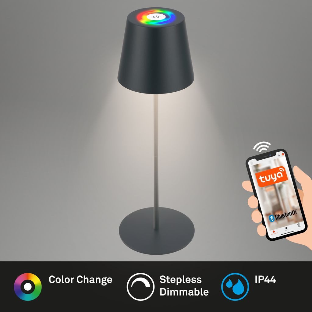 Briloner Leuchten Tischleuchte Tischlampe Appsteuerung dimmbar Touch Wohnzimmer 7559015, Dimmfunktion, LED fest integriert, 2700K - Extra-Warmweiß, LED Tischlam – Bild 3 von 5