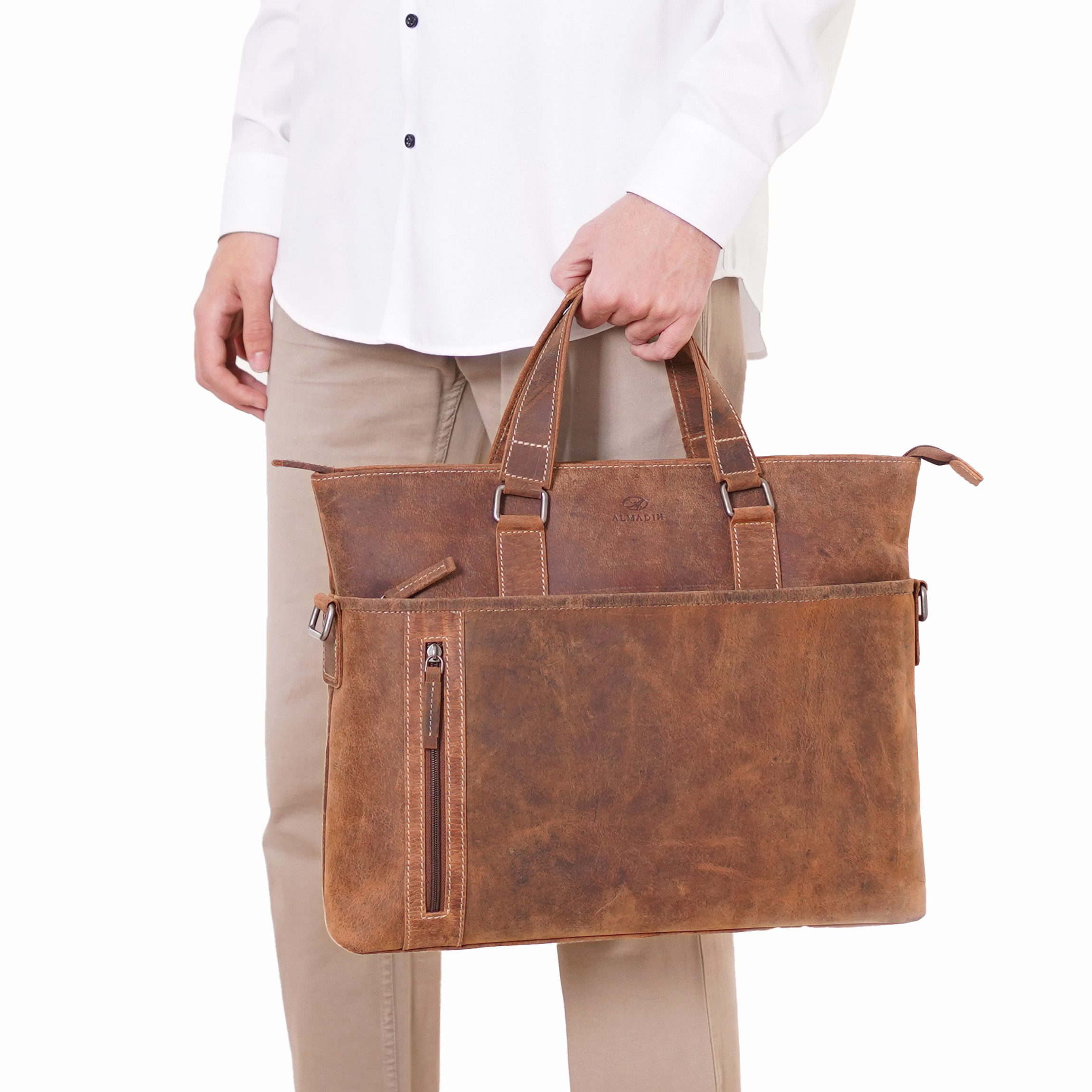 ALMADIH Aktentasche Laptoptasche Leo Business Tasche Umhängetasche Unitasche Herren
