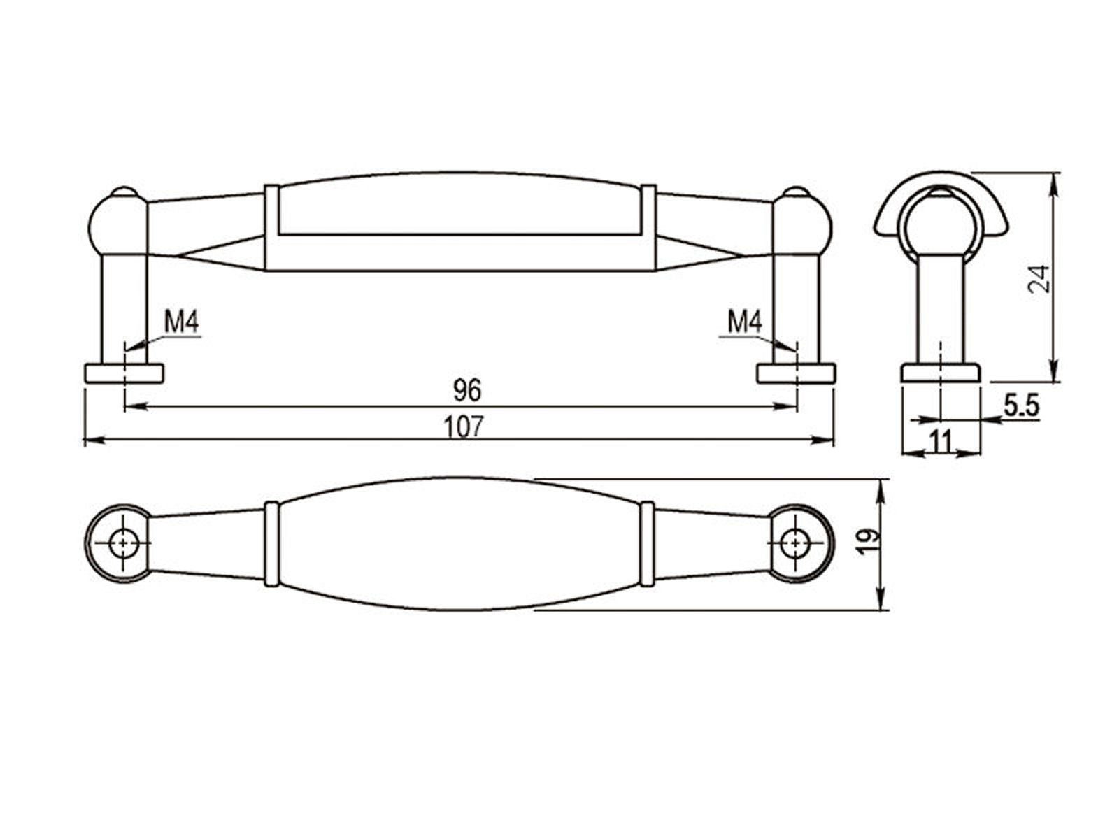 SO-TECH® Möbelgriff Porzellangriff Landhaus BA 96 mm Messingoptik antik / Cremef, Blumendekor - inkl. Schrauben – Bild 4 von 5