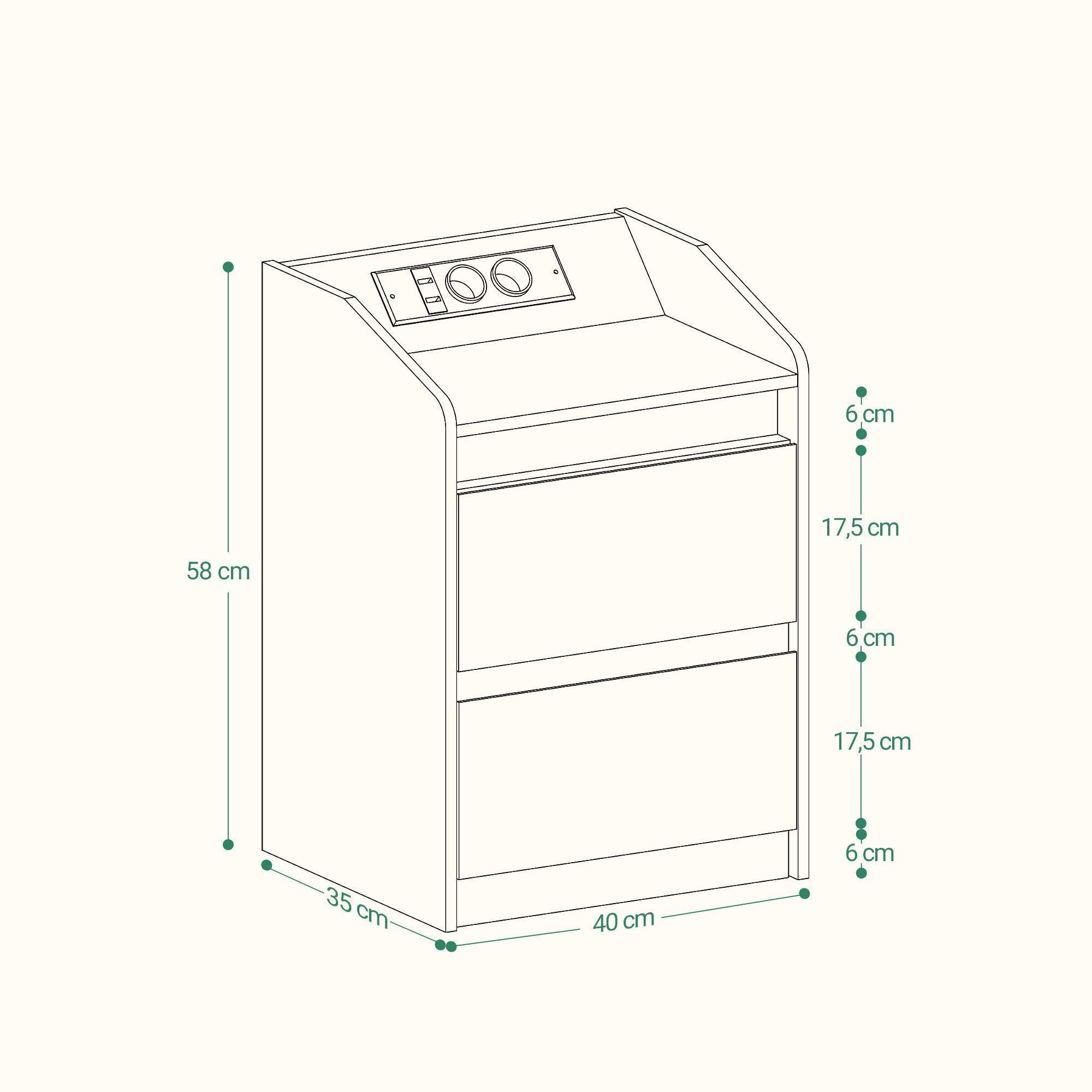 HZUANERI Nachttisch Beistelltisch mit 2 Schubladen, LED-Beleuchtung (2-St., günstig online kaufen