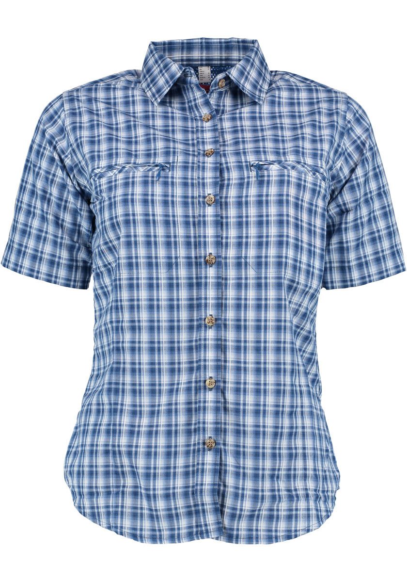 Tom Collins Kurzarmbluse Bubnu Damen Kurzarmbluse mit 2 Reißverschlusstaschen