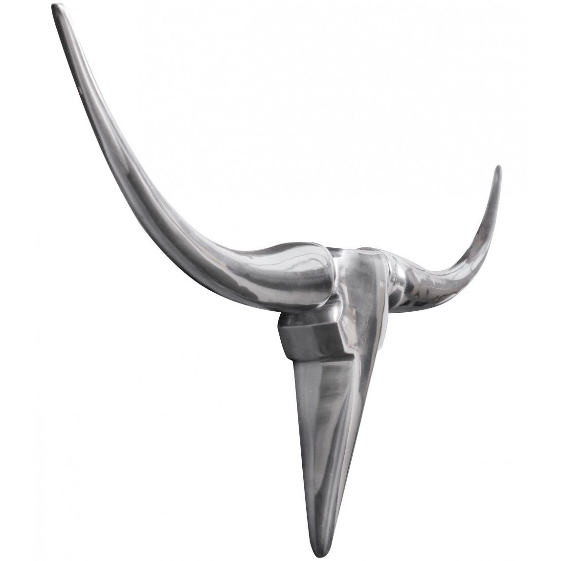 möbelando Dekogeweih Deko Geweih Bull M WL1.245 Silber 100 cm Aluminium Design Hörner, 5 x 35 x 74 cm (B/H/L)