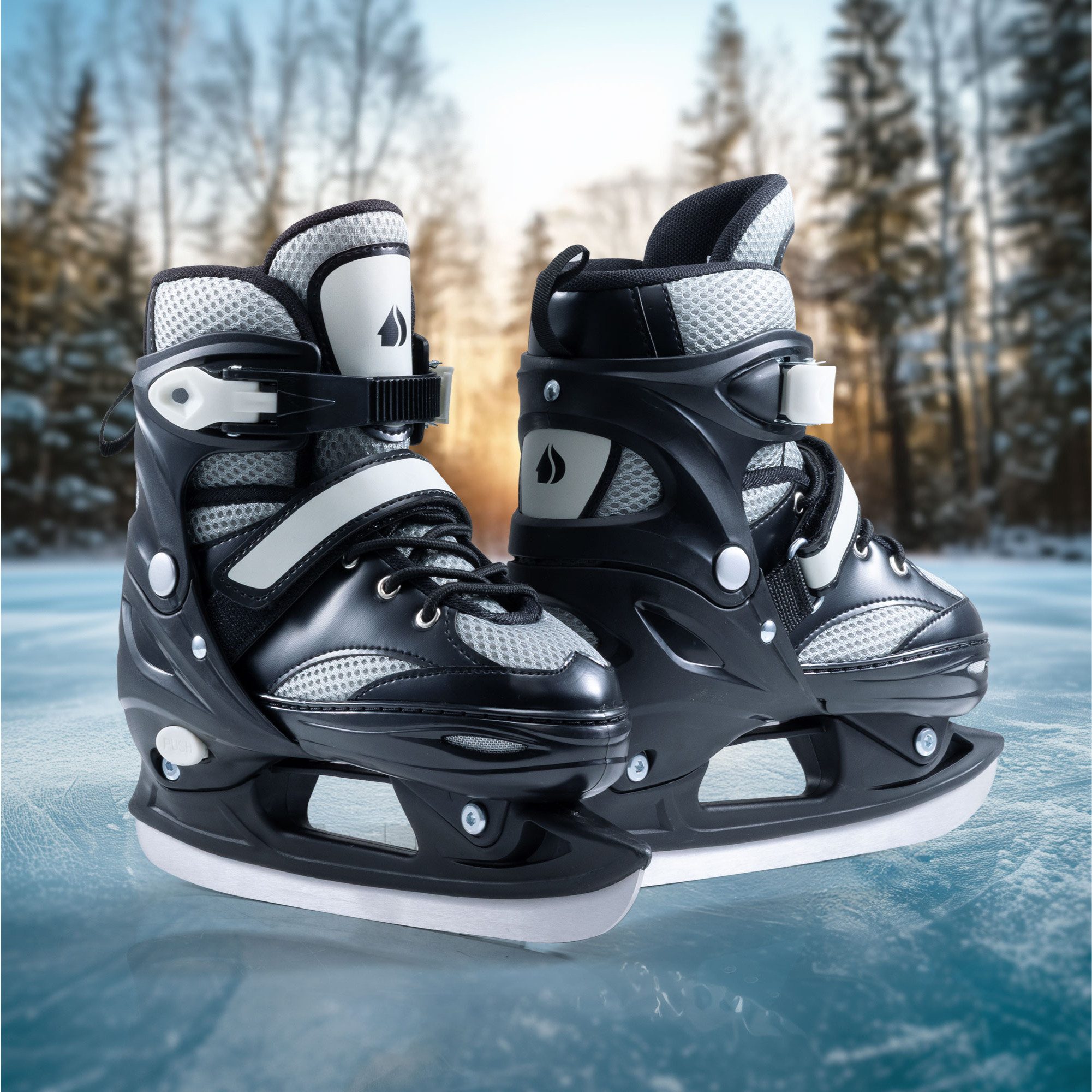 Navaris Schlittschuhe Mit Werkzeugset - Verstellbare Inliner Eislaufschuhe Jungen Mädchen, (1-St), Schlittschuhe für Kinder und Erwachsene - Ice Skates Damen EU 35-38
