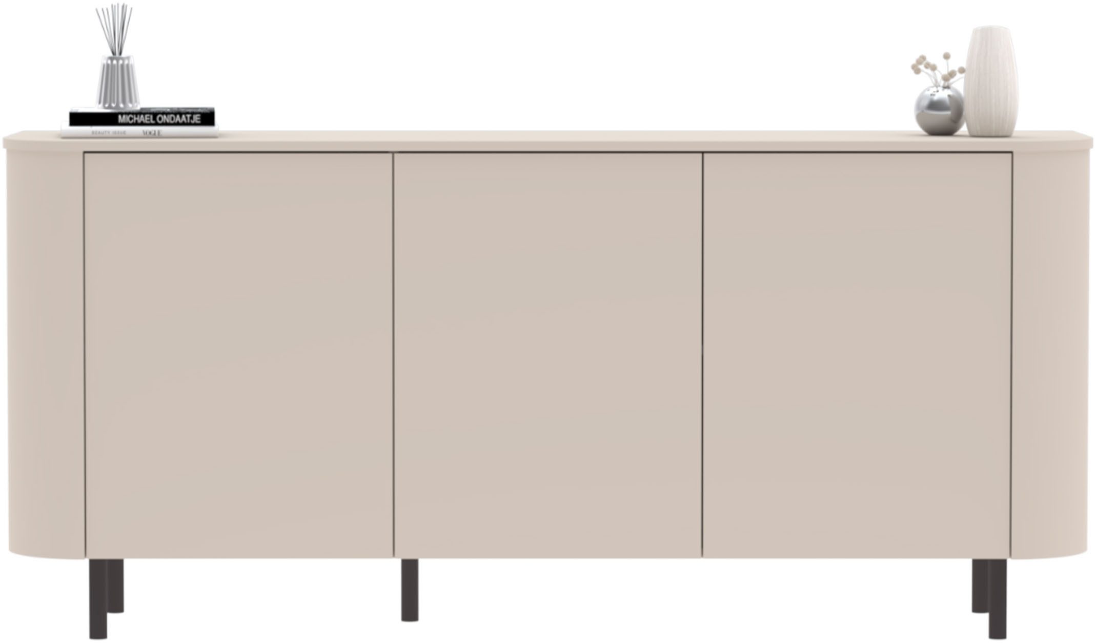 INOSIGN Sideboard Lido, 181 cm breit, 3 Türen, Anrichte, Kommode, Stauraumschrank, Formgebogenes MDF, Stirnseiten mit Rundung, Push-to-open, Metallfüße