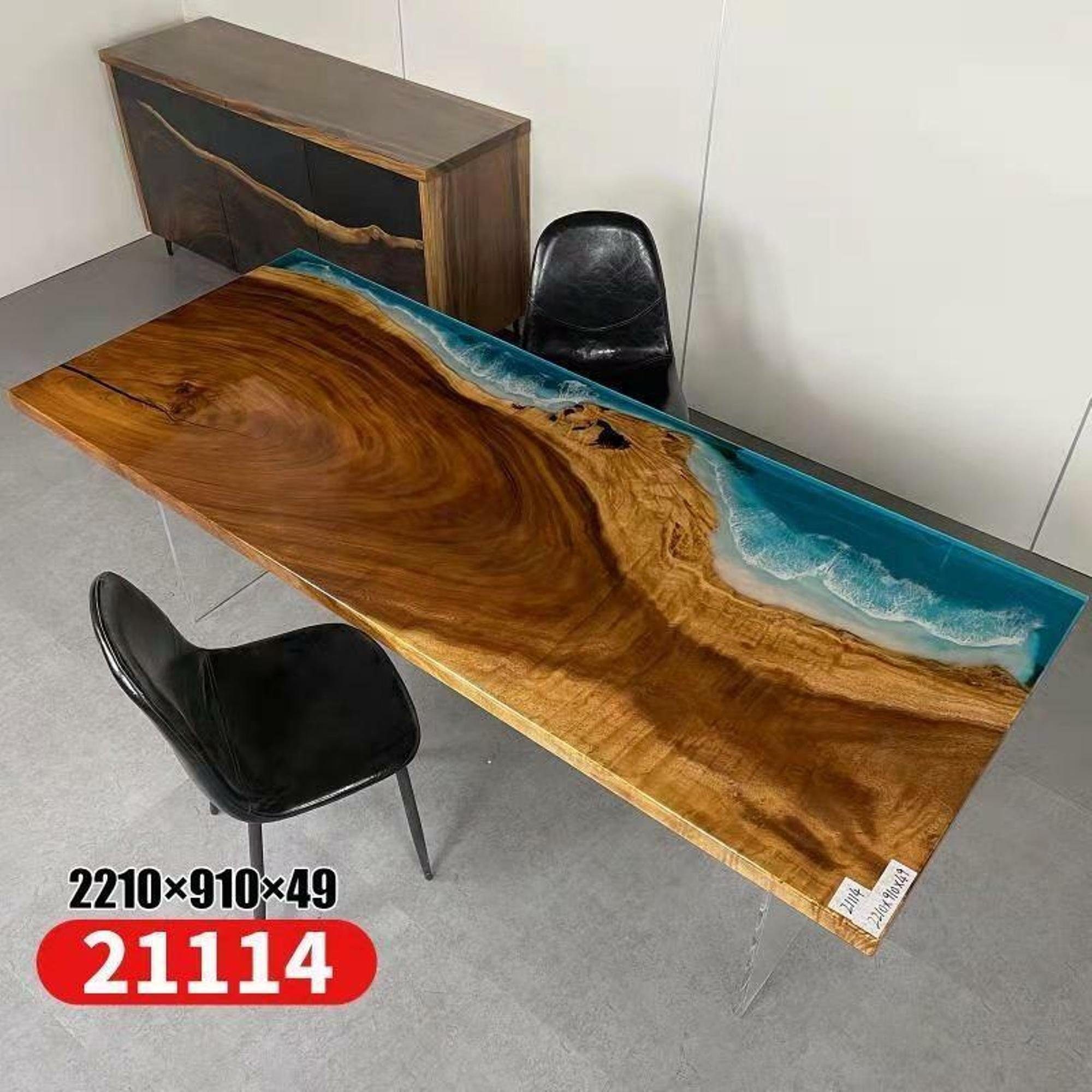 JVmoebel Esstisch, Epoxidharz Esstisch River Table Echtes Holz Massiv Tische 221x91