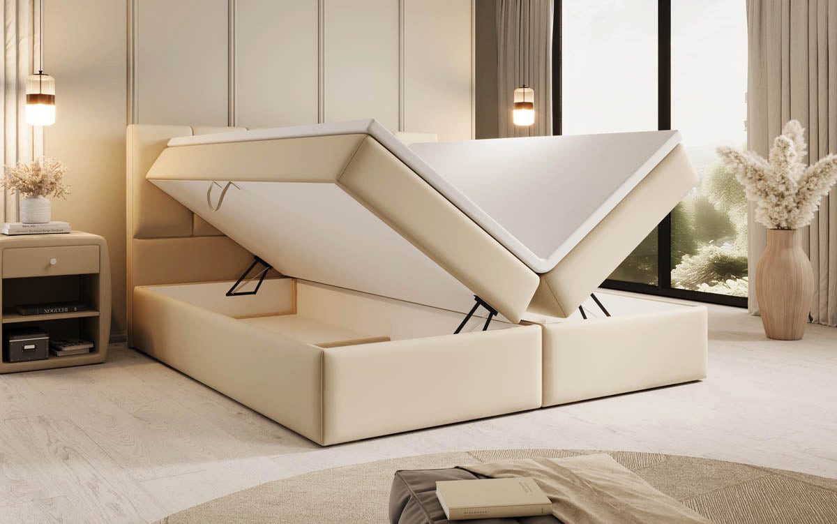 Luxusbetten24 Boxspringbett Aurelia Kunstleder, mit Stauraum günstig online kaufen