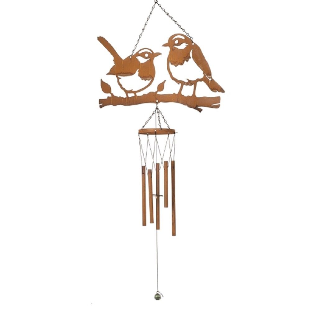 Edelrost Anhänger, Linoows "Vogelhochzeit" Vögeln Windspiel Garten Anhänger Edelrost Dekoobjekt mit Windspiel