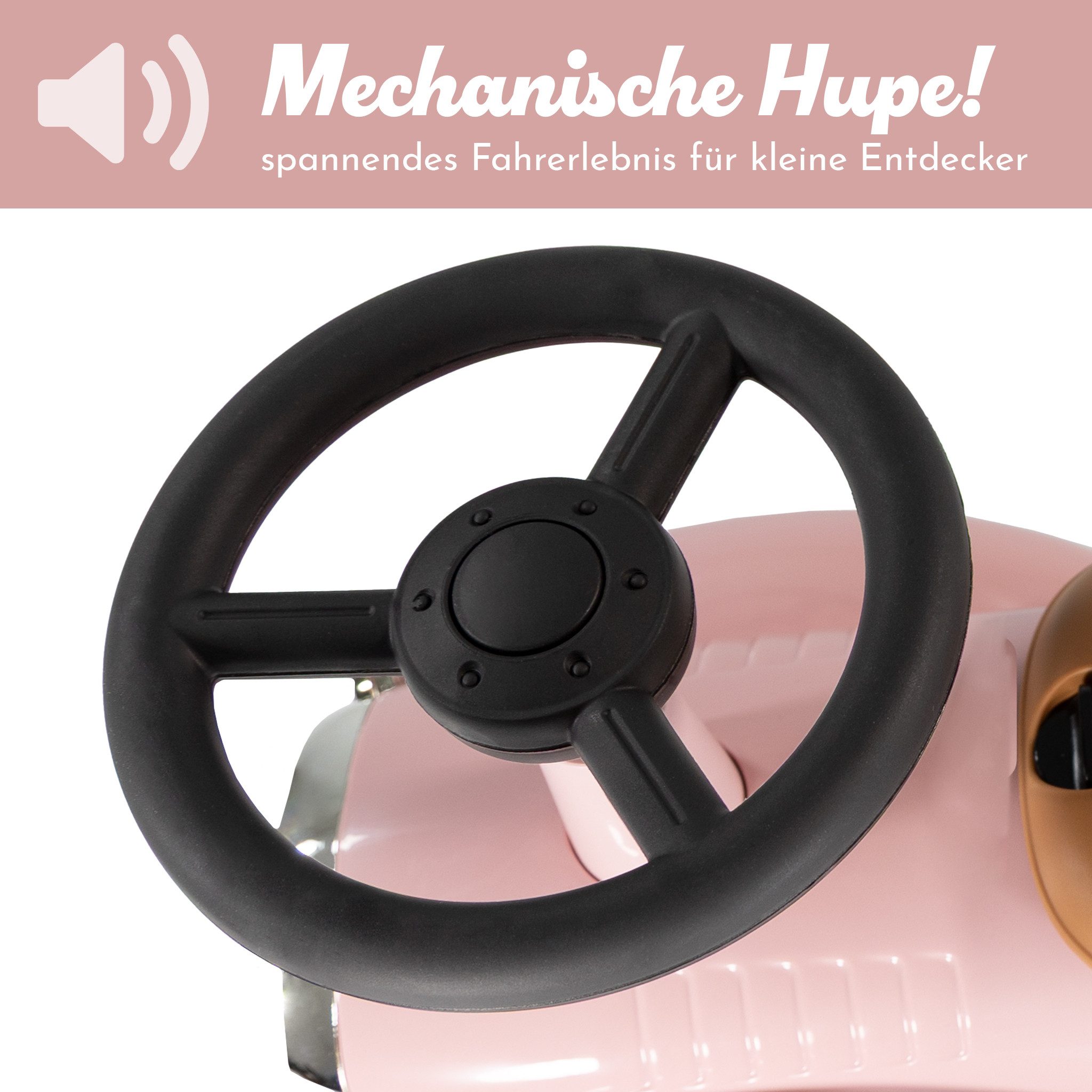 Lemodo Rutscherauto Rutschauto ab 1 Jahr, Kinderauto im Retrodesign, inkl. Stauraum unterhalb des Sitzes