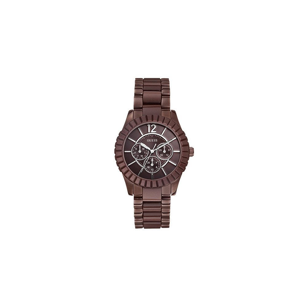 Guess Multifunktionsuhr Damenuhr Armbanduhr Edelsthal Braun günstig online kaufen