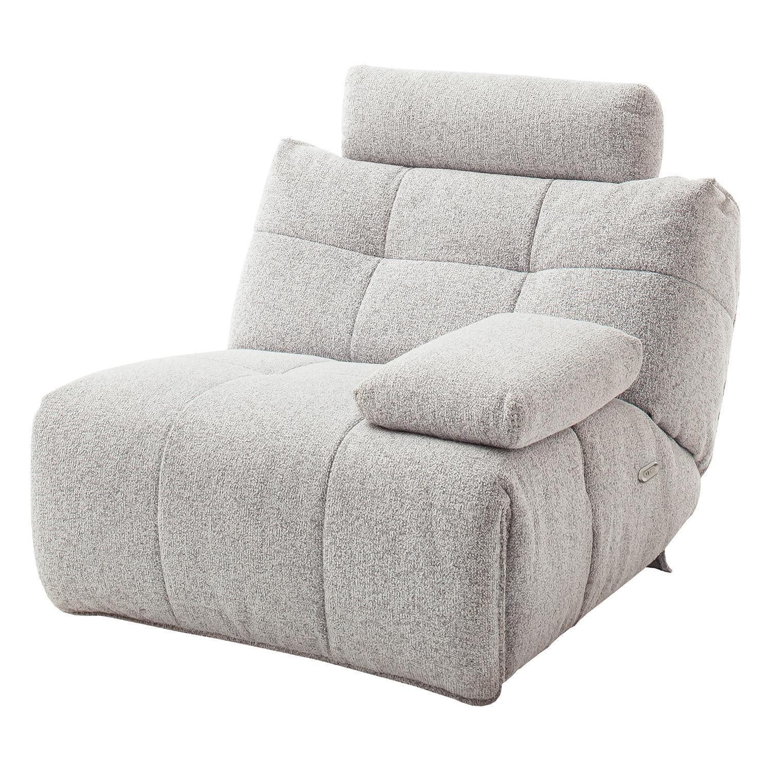 Relaxsessel BELVIANO, Hellgrau, Stoffbezug, mit Kopfstütze, 1-motorig, elektrische Relaxfunktion, B 93 x H 91 x T 105 cm
