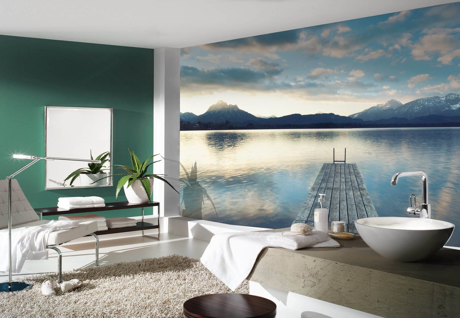 6x2.5 Lake leicht Design KUNSTLOFT lichtbeständige Vliestapete glänzend, Tapete m,