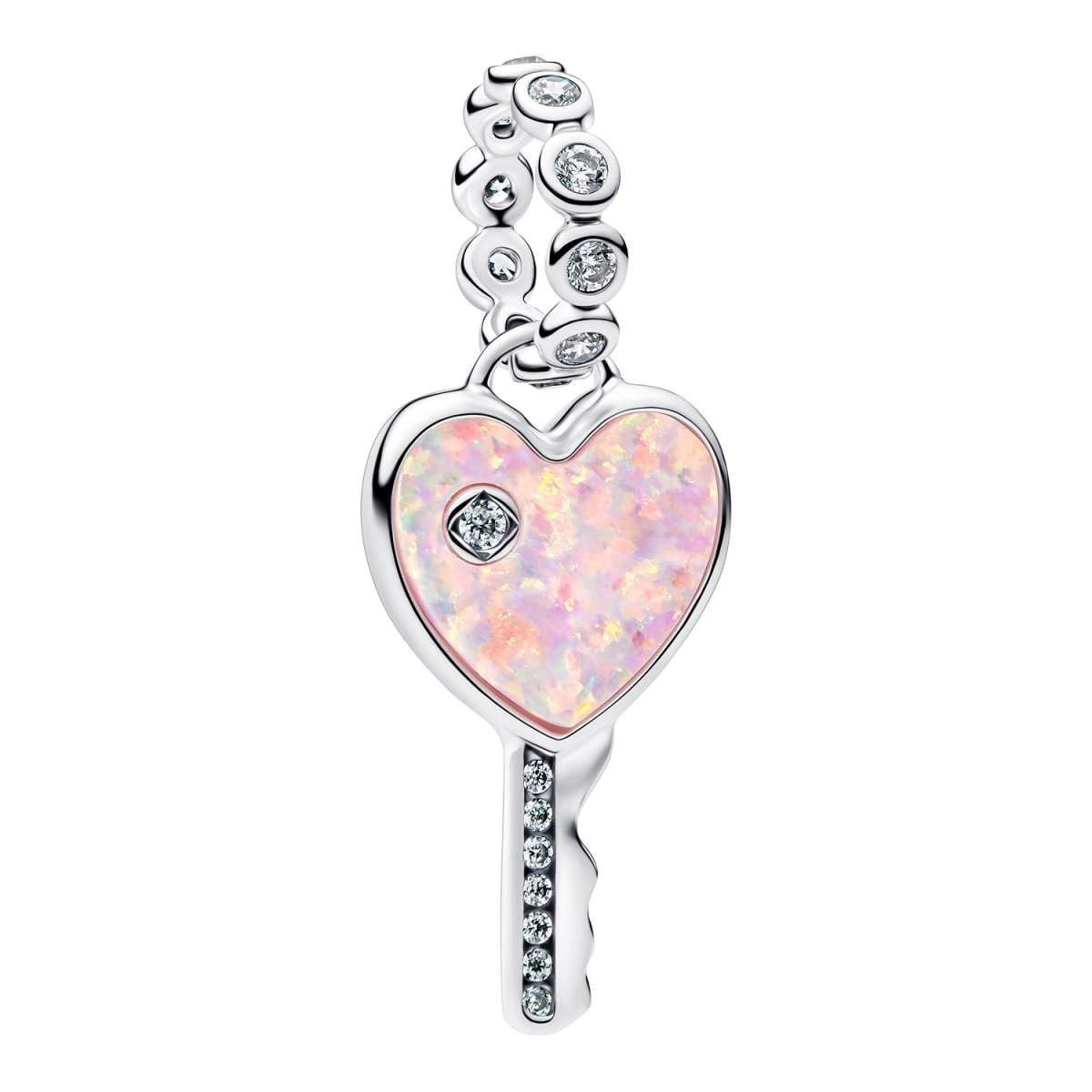 Pandora Charm Schlüssel 794427C01, Anhänger Opalisierender Herz Silber