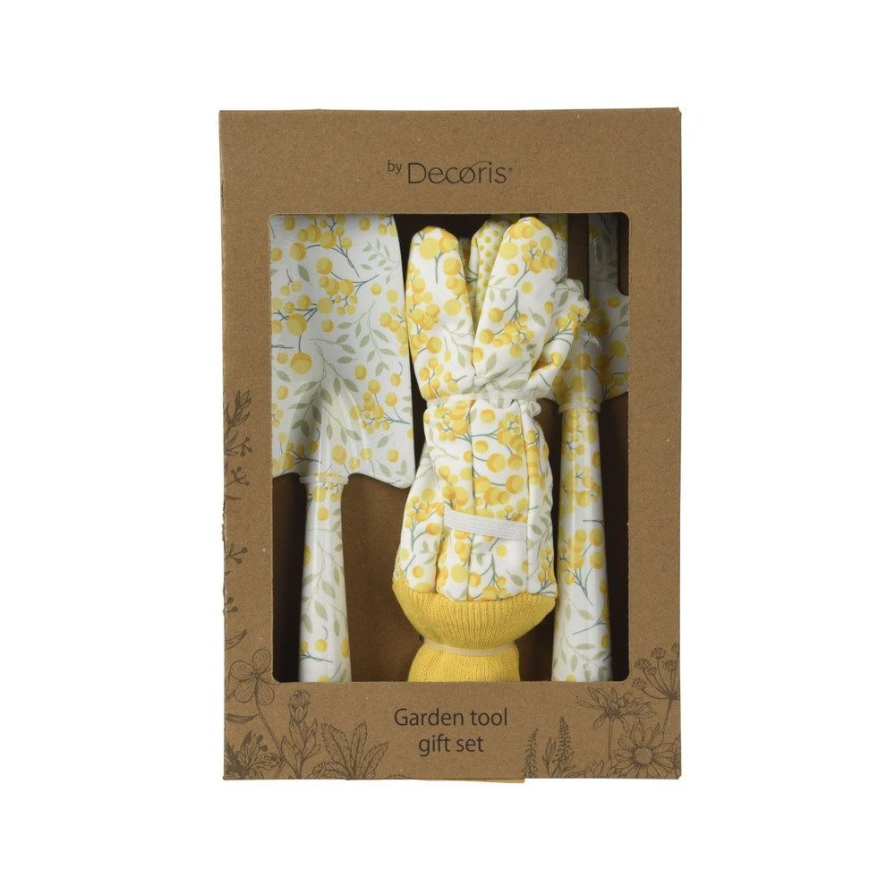 Decoris season decorations Vogelhaus Gartenwerkzeug - 3er Set - Blumenmuster