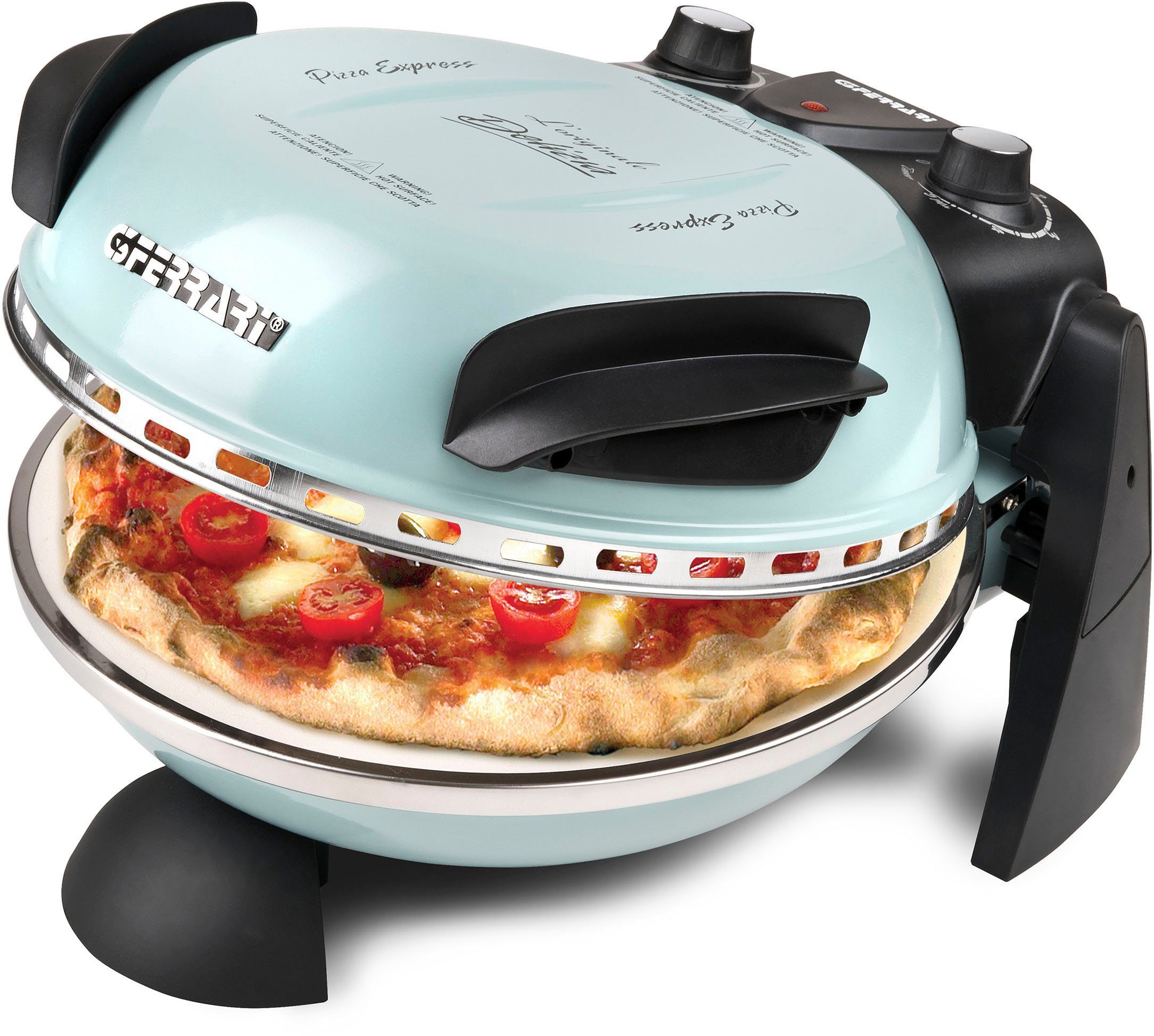 G3 Ferrari Pizzaofen Delizia G1000613 Limited Edition cool blue bis 400 °C mit Pizzastein, die Ikone unter den Pizzaöfen - inkl. Pizzaschaufel + Rezeptheft