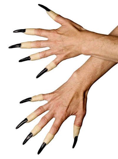 Metamorph Kunstfingernägel Fingerkuppen mit schwarzen Krallen, Die Pediküre des Teufels!