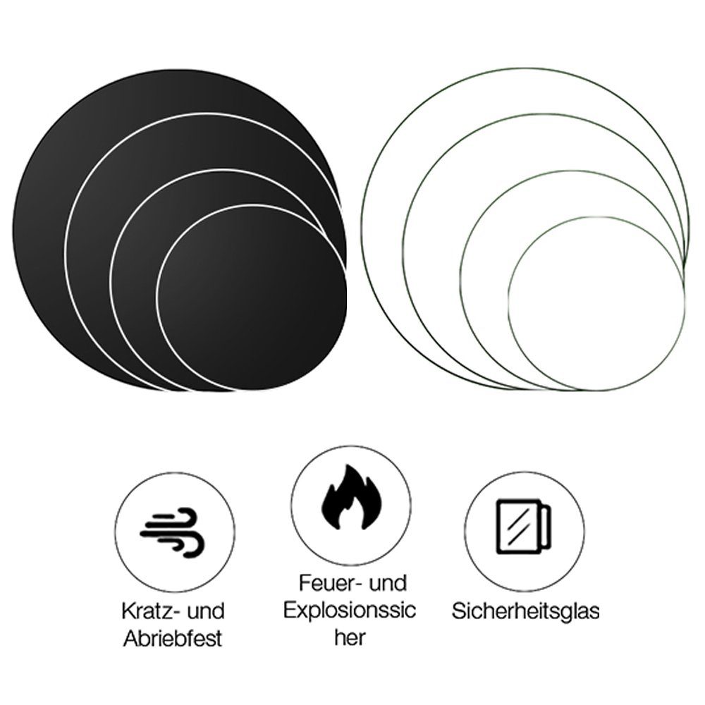 Melko Glastisch Kaminglas Bodenplatte Rund ESG Sicherheitsglas Klarglas od Schwarz (Stück), ESG Sicherheitsglas