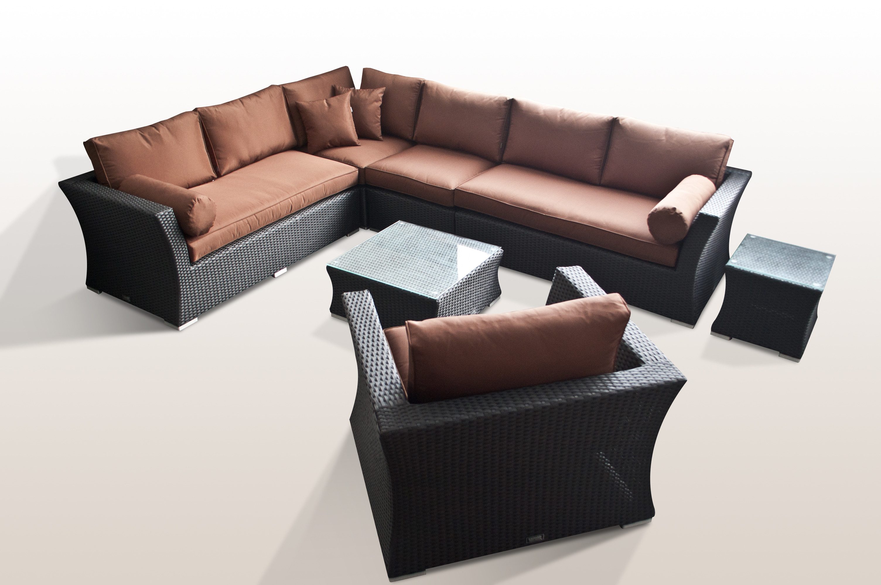 Ragnarök Möbel-Design Gartenlounge-Set Wotan, (Set, Ecklounge, Alu, Polyrattan), Ecksofa bestehend aus 4 einzelenen Elementen, extra breite Armlehnen