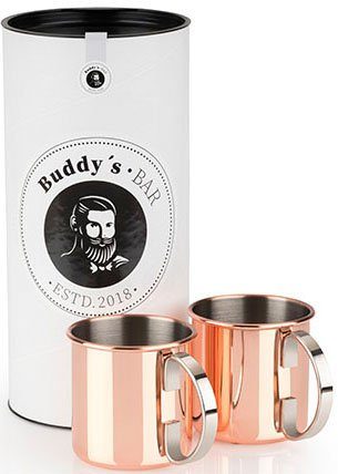 Buddy's Becher Buddy´s Bar, 2-tlg., Edelstahl, Moscow Mule Becher, 450 ml, hochwertiger Edelstahl, Kupfer Poliert