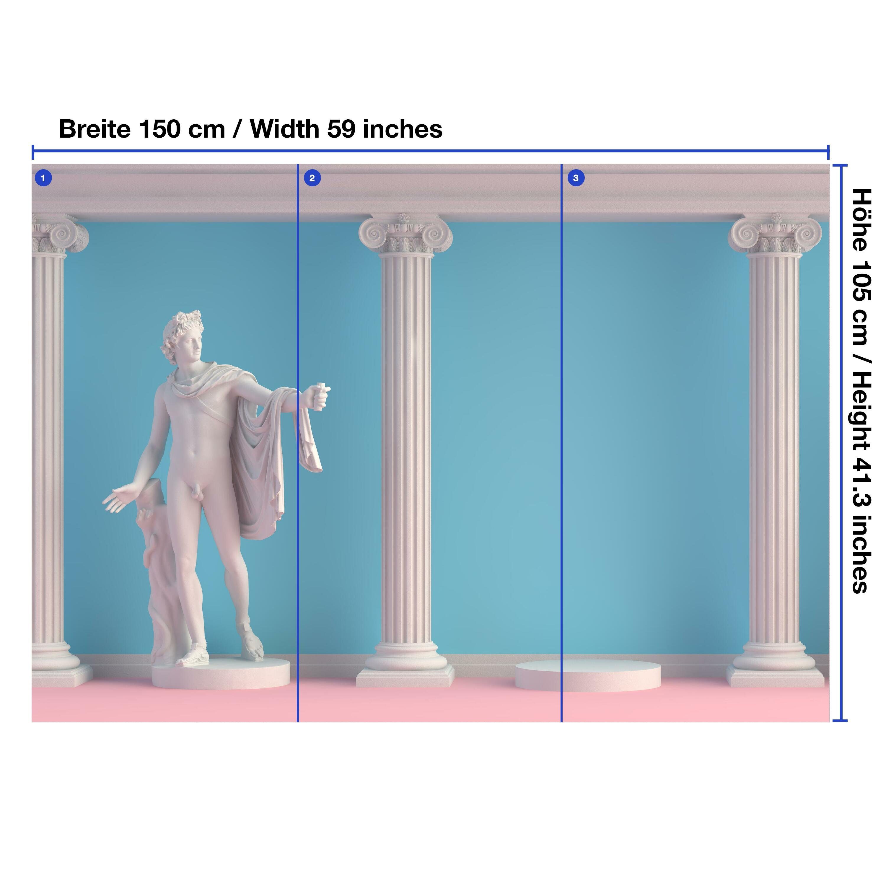 wandmotiv24 Fototapete Vliestapete Griechische mit Motivtapete, Wandtapete, glatt, Säulen, Statue matt